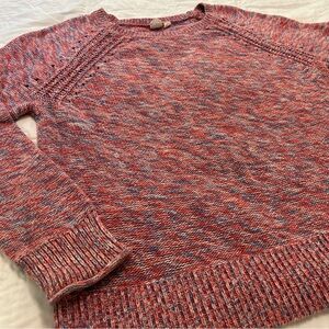 GAP Cotton Knit Sweater Womens L Marled Red Pink Chunky Cozy Cottagecore
